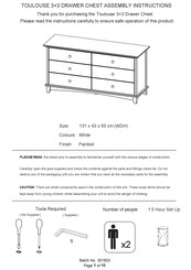 GFW Toulouse 3+3 Drawer Chest Assembly Instructions Manual