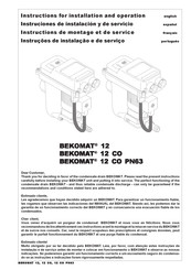 Beko BEKOMAT 12 CO PN63 Instructions For Installation And Operation Manual