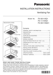 Panasonic FV-0511VQ1 Installation Instructions Manual