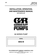 GORMAN-RUPP 88A2-B Installation, Operation And Maintanance Manual