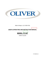 Oliver MODEL 777-NT User's Operating And Instruction Manual