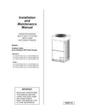 Johnson Controls (H,Y)VAHP096B41CW Installation And Maintenance Manual