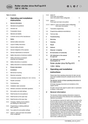 elero RolTop-915 Operating And Installation Instructions