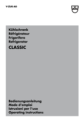 V-Zug CLASSIC 51022 Operating Instructions Manual