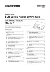 Oriental motor BLHM450K Series Operating Manual