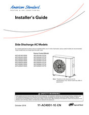 Ingersoll-Rand American Standart 4A7L6018A1COTA Installer's Manual