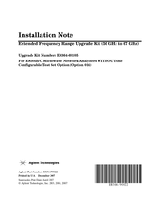 Agilent Technologies E8364-60105 Installation Note