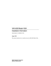 Digital Equipment VAX 4000 100A Installation Information