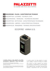 Palazzetti ECOFIRE ANNA U.S. Series Description / Cleaning / Technical Data