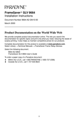 Paradyne FrameSaver SLV 9664 Installation Instructions Manual