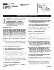 U-Line SHOP-VAC H-8098 Manual