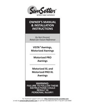 Sunsetter VISTA Owner's Manual And Installation Instructions