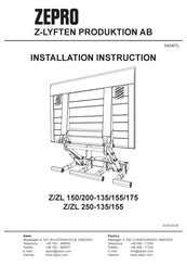 Zepro Z 150-155 Installation Instruction