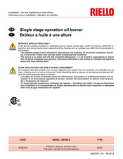 Riello 3726413 Installation, Use And Maintenance Instructions