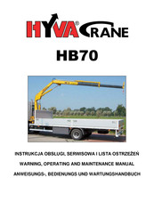 HYVA HB60 Series Warning, Operating And Maintenance Manual