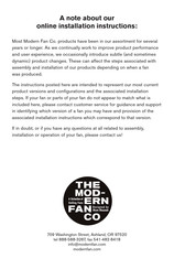 Most Modern Fan FC-009B Installation Instructions And Owner's Manual