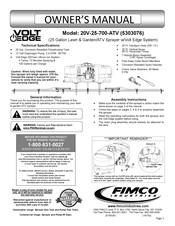 Fimco Volt Edge 20V-25-700-ATV Owner's Manual