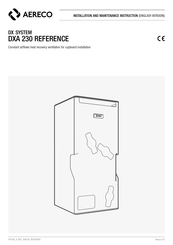 Aereco DXA 230 REFERENCE Installation And Maintenance  Instruction