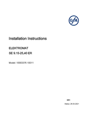 GFA ELEKTROMAT SE 9.15-25,40 ER Installation Instructions Manual