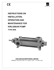 KIRLOSKAR RKB - 32/9E Instruction On Installation, Operation And Maintenance