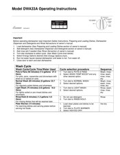 Amana SofSound II DWA33A Operating Instructions