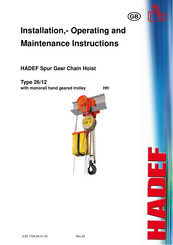 HADEF 26/12 HH Installation, Operating And Maintenance Instructions