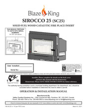 Blaze King SIROCCO 25 Operation & Installation Manual