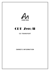 Audio Note CDT Zero/II Owner's Information