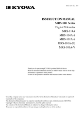 Kyowa MRS-100 Series Instruction Manual