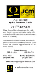 JCM DBV 200 Quick Reference Manual