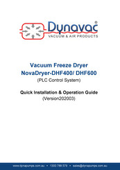 DYNAVAC NovaDryer-DHF600 Quick Installation & Operation Manual