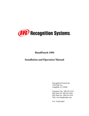 Recognition Systems HandPunch 1000 Installation And Operation Manual