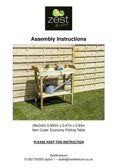 Zest 4 Leisure Economy Potting Table Assembly Instructions