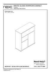 Next WHITE GLOSS NARROW CABINET 733429 Assembly Instructions Manual