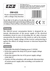 F&F OM-633 Quick Start Manual