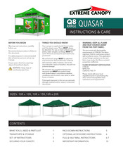 Extreme Canopy QUASAR Q8 Series Instructions & Care