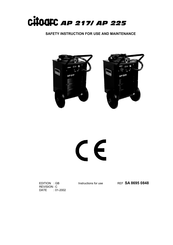 Oerlikon citoarc AP 225 Safety Instruction For Use And Maintenance