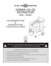 U.s. Products COBRA-H3-CE Information & Operating Instructions