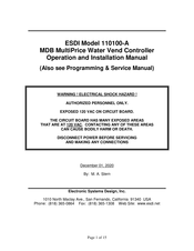 Electronic Systems Design 110100-A Operation And Installation Manual