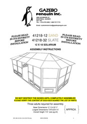 Gazebo penguin 41218-32 SLATE Assembly Instructions Manual