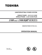 Toshiba 1000 VA Plus Operation Manual