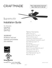 Craftmade Supreme Air SAP56BNK5 Installation Manual