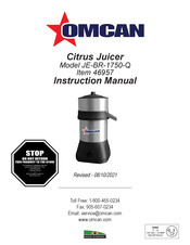 Omcan JE-BR-1750-Q Instruction Manual