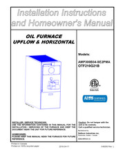 Dettson OTF210G21B Installation Instructions And Homeowner's Manual