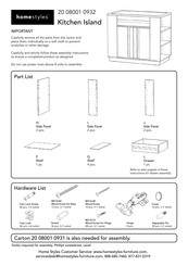 Home Styles 20 08001 0932 Assembly Instructions Manual