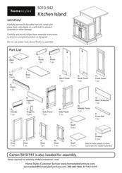 Home Styles 50 942 Assembly Instructions Manual