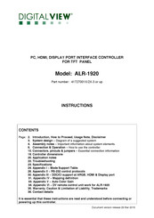 digitalview ALR-1920 Instructions Manual
