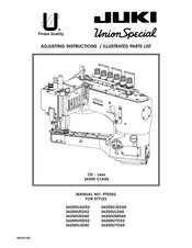 JUKI UnionSpecial 36200UAD52 Adjusting Instructions / Illustrated Parts List
