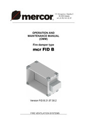 mercor mcr FID B Operation And Maintenance Manual