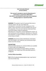 Advanced Lifeline 100-2 User Instruction Manual
